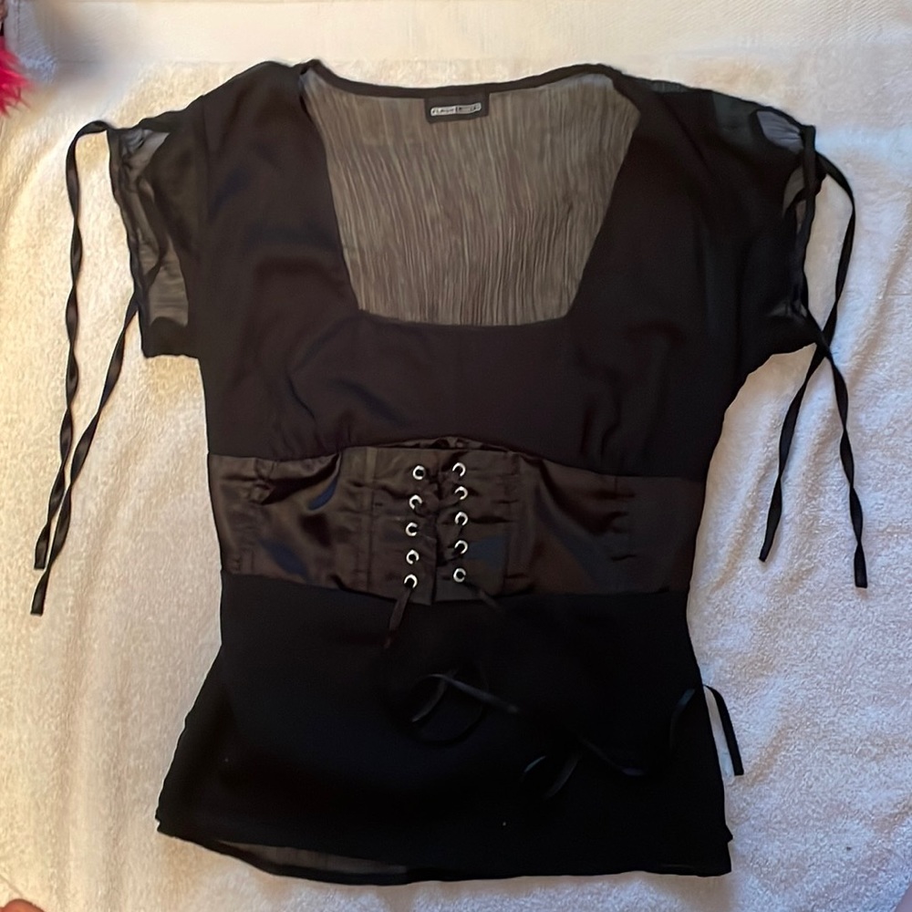 Women’s Small Corset Top Black See-Through